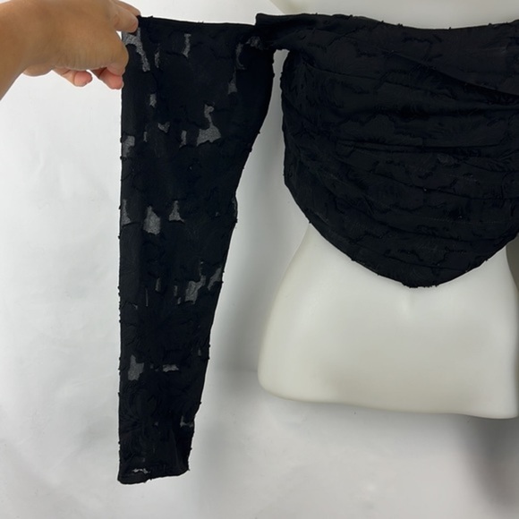 Free People Bella Black Corset Cropped Off Shoulder Top Size M - NEW - Picture 8 of 12